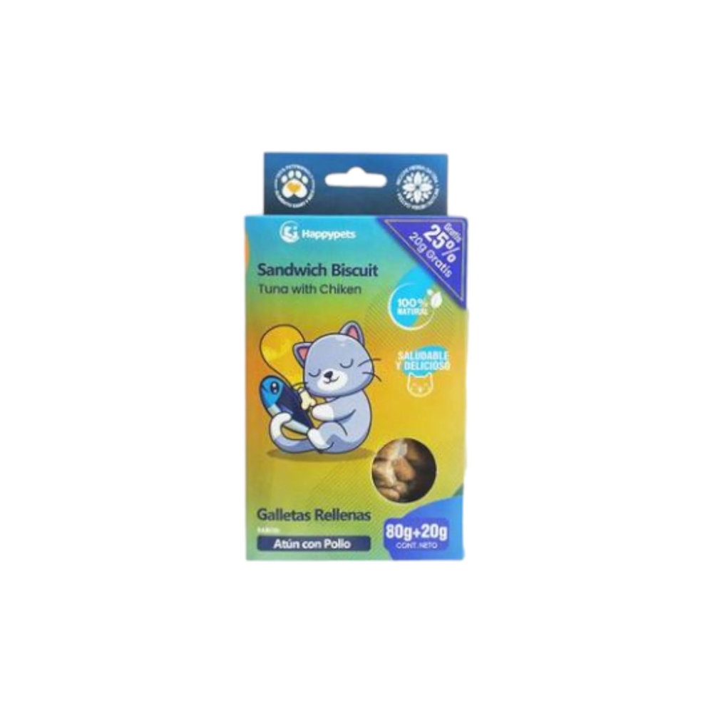 Happypets - Galletas Rellenas atún con pollo 100g