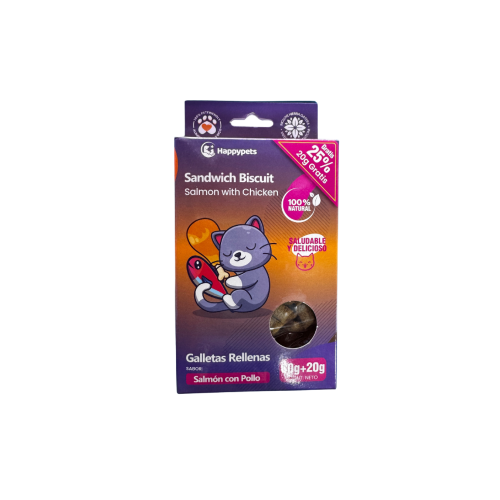 Happypets - Galletas sabor Salmón y Pollo rellenas 60g
