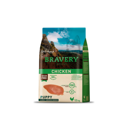 Bravery - Chicken Puppy Larg & Med 12 kg