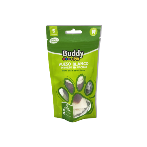 Buddy pet - Hueso Blanco S  Envuelto en Vacuno