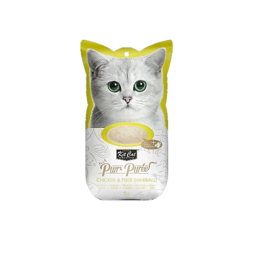 Kit Cat - Purr Purée Chicken & Fiber (Hairball) 4 x 15gr