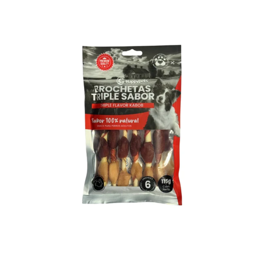 Happypets - Brochetas Triple Sabor 6 unidades