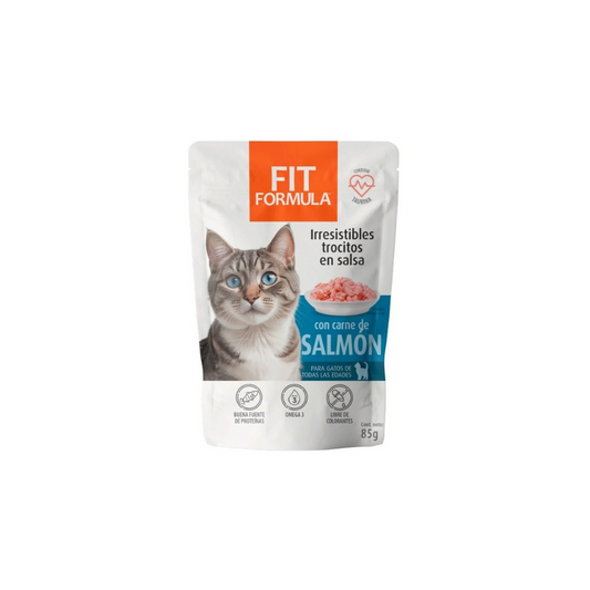 Fit fórmula - Trocitos en salsa con carne de salmón 85g