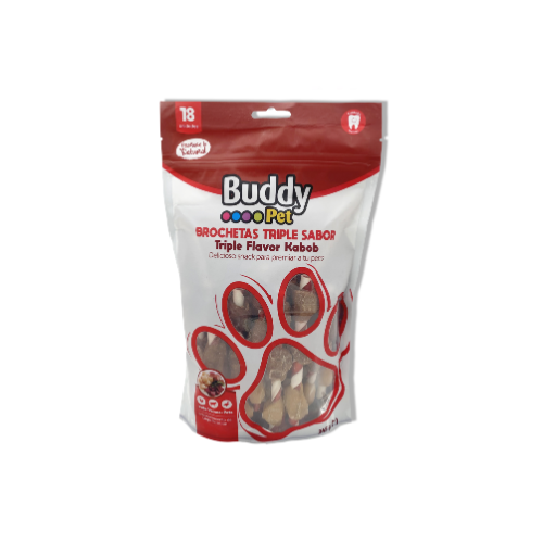 Buddy Pet - Brochetas Triple Sabor 18 unidades 345 g