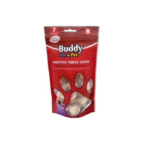 Buddy Pet - Huesitos Mini Triple Sabor 7 Días 85 g