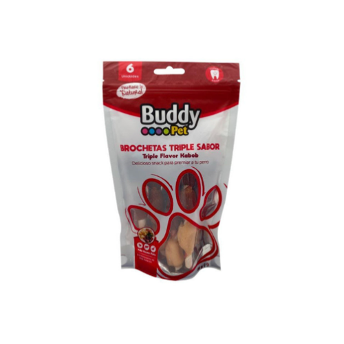 Buddy Pet - Brocheta Triple Sabor 6 Unidades 115 g